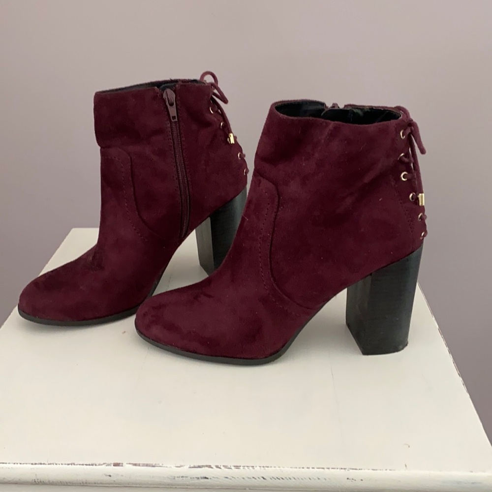 Indigo rd. maroon lace up suede boots